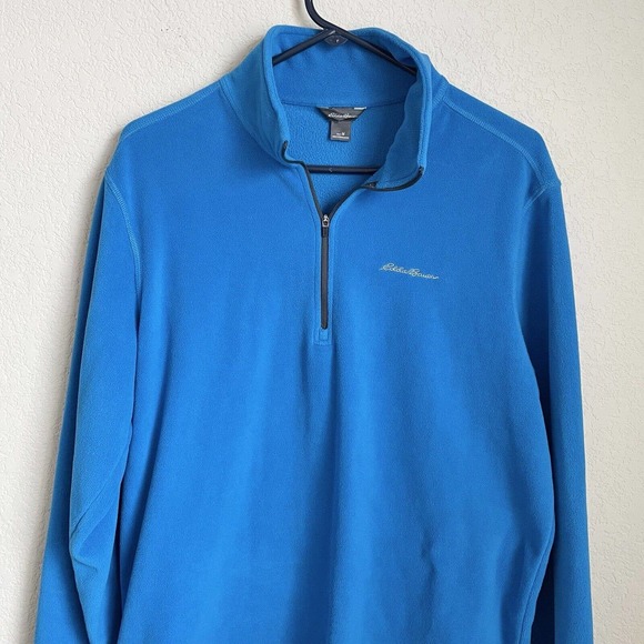 Eddie Bauer Sweater Mens Medium Blue Fleece Mid Zip Athleisure Outdoor Spring - Picture 3 of 10